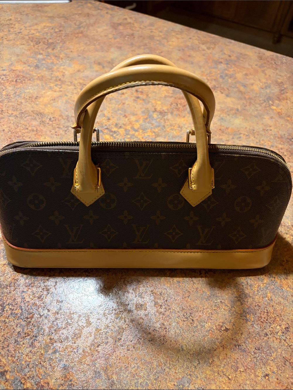 Designer Monogram Brown & Vachetta Leather Top-Handle Bag